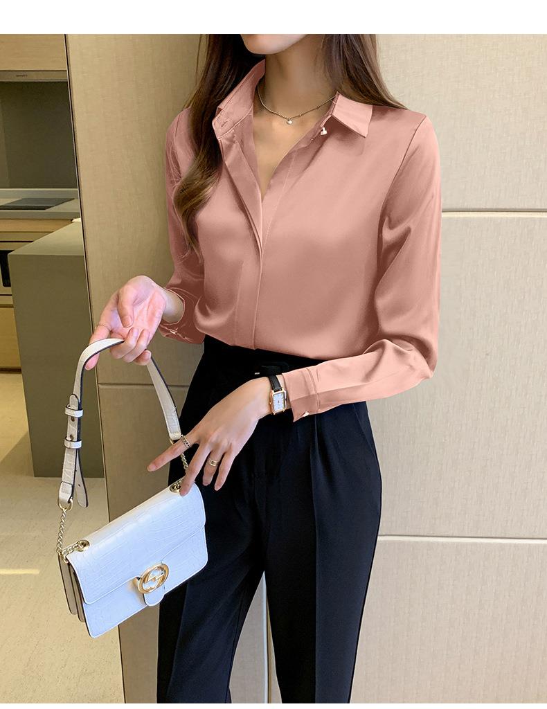 Woman Blouses Satin Top Female Shirts and Blouse Basic Ladies Tops OL Clothing