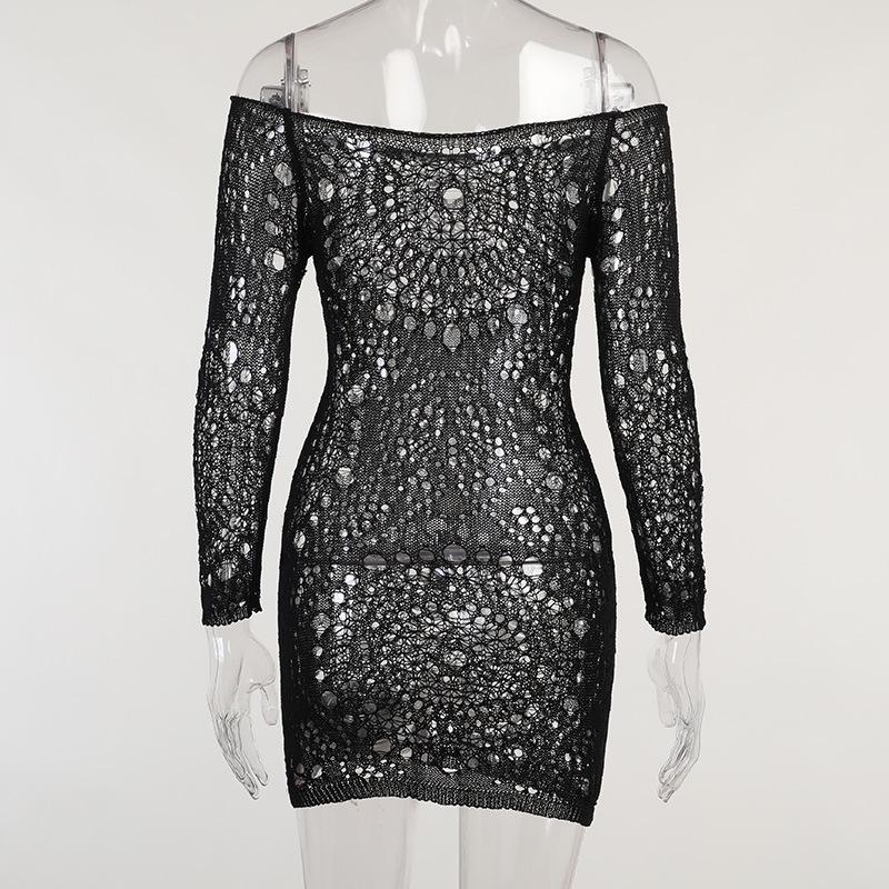 Spring Hollow Out Crochet Knit Bodycon Dress