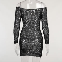 Spring Hollow Out Crochet Knit Bodycon Dress