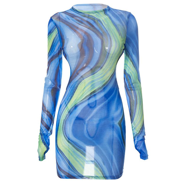 Sexy Open Back Long Sleeve Dress