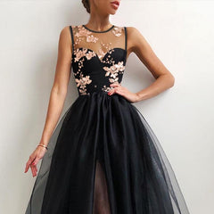 Halter Off Shoulder Party Dress Spaghetti Strap Spliced Mesh Dresses