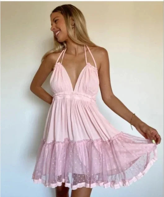 Summer Deep V Sexy Beach Holiday Casual Boho Dress
