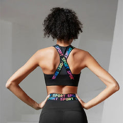 Support Push Up Back Cross Yoga Running Gym Top With Removable Pad Sports Bra