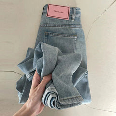 High Street Pink Label Jeans Small Pear Casual Wide Leg High Waist Straight Jeans