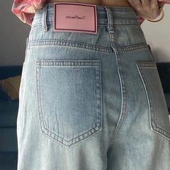 High Street Pink Label Jeans Small Pear Casual Wide Leg High Waist Straight Jeans