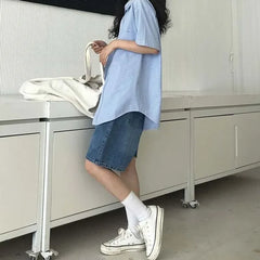 Waist Vintage Y2K Denim Loose Wide Legs Summer Casual Streetwear Shorts