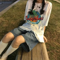 Waist Vintage Y2K Denim Loose Wide Legs Summer Casual Streetwear Shorts