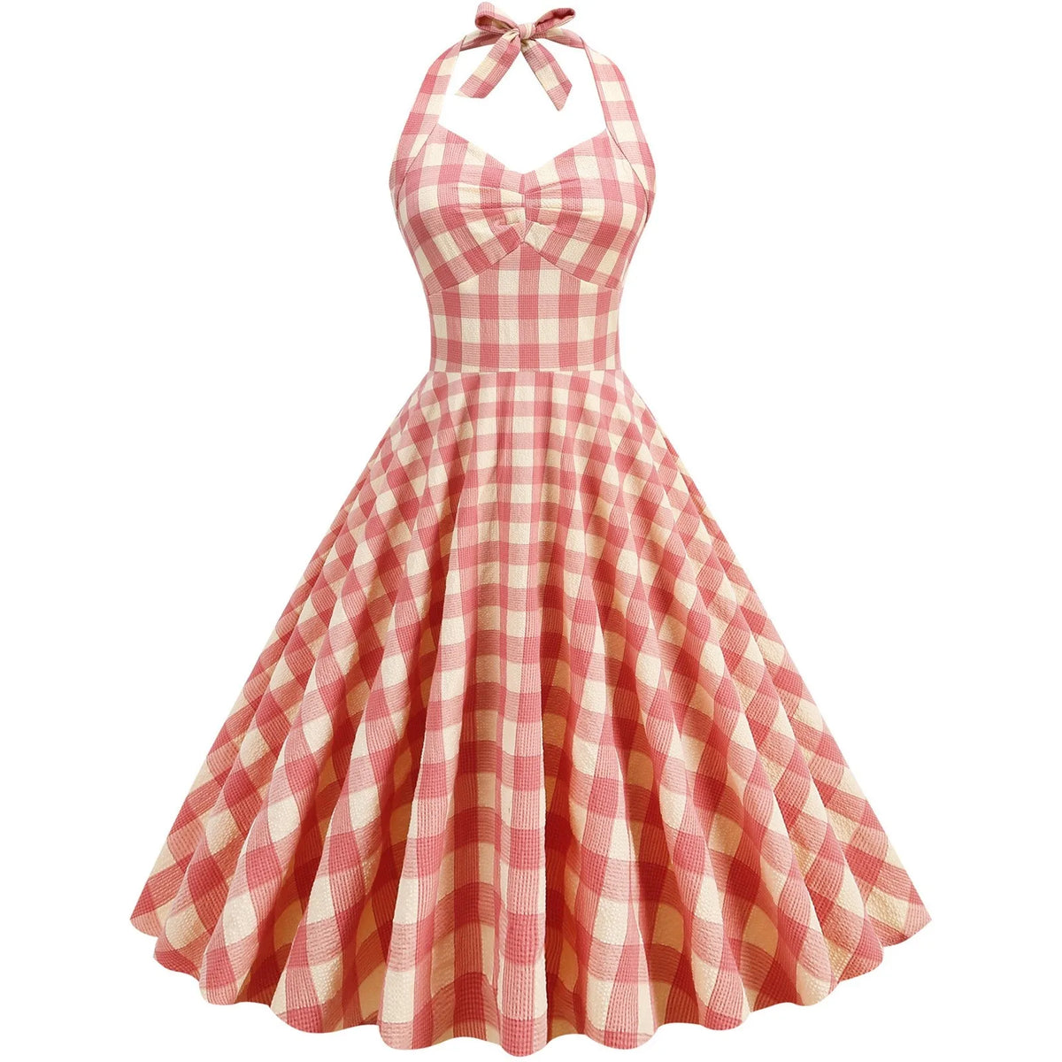 High Waisted Plaid Cocktail Backless Sexy Vintage Strapless Retro Dress