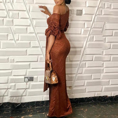 High slit long wrap dress