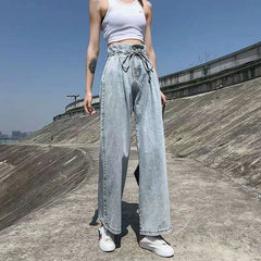 High-waisted Straight Loose Waist Dragging Pear-shaped Body Female Jeans