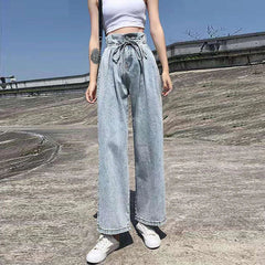High-waisted Straight Loose Waist Dragging Pear-shaped Body Female Jeans