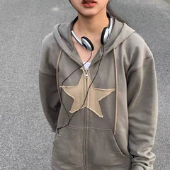 Hip Hop Zip Up Vintage Star Hoodie