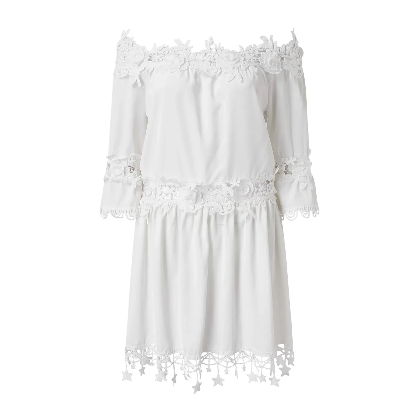 Holiday Sundress Off Shoulder V Neck Short Sleeve Beach Boho Dress