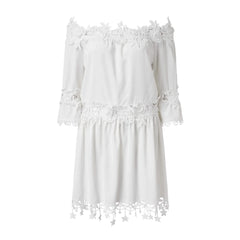 Holiday Sundress Off Shoulder V Neck Short Sleeve Beach Boho Dress