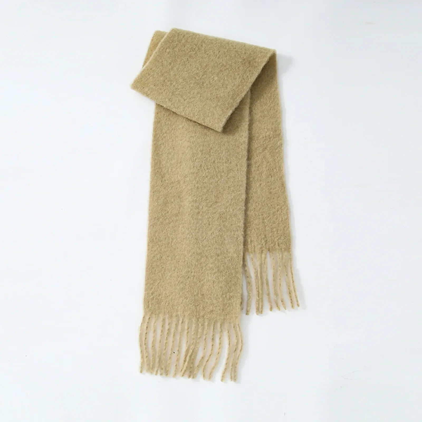 80% Wool Blend Solid Color Tassel Scarf for - Autumn Winter Collection