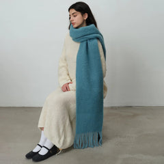 80% Wool Blend Solid Color Tassel Scarf for - Autumn Winter Collection