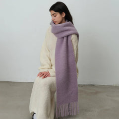80% Wool Blend Solid Color Tassel Scarf for - Autumn Winter Collection