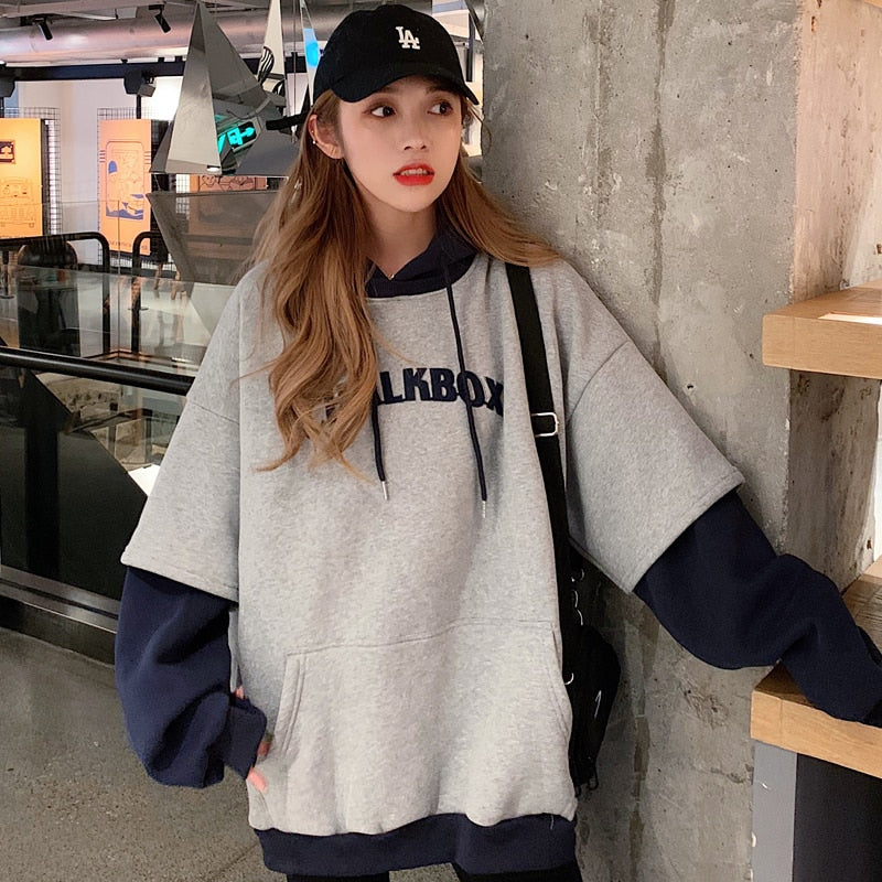 Aesthetic Korean BF Ulzzang Embroidery Hoodie