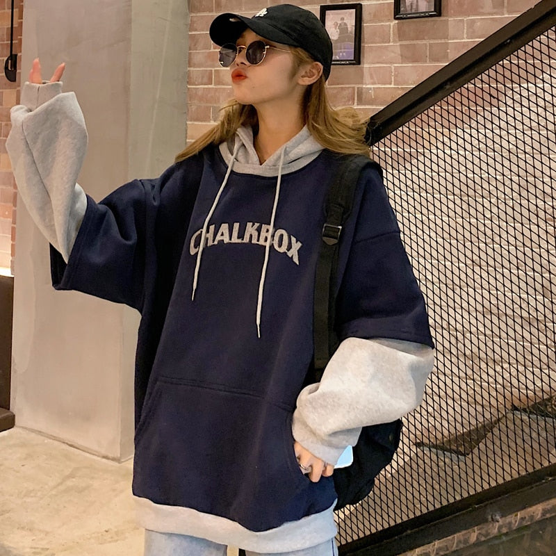Aesthetic Korean BF Ulzzang Embroidery Hoodie