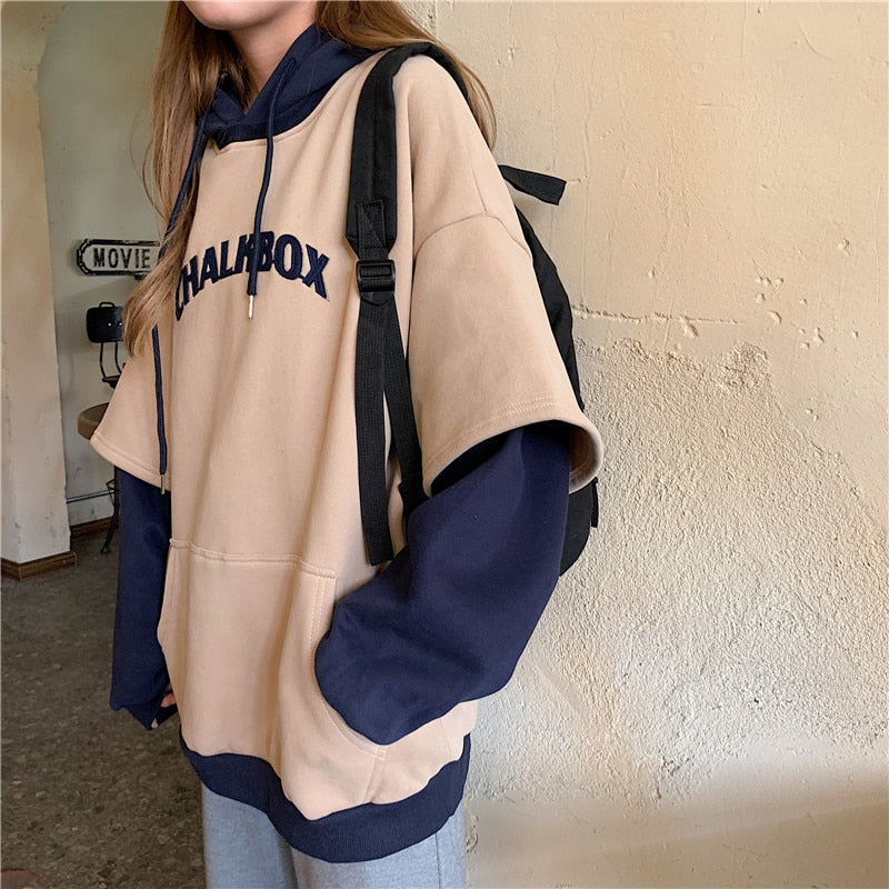 Aesthetic Korean BF Ulzzang Embroidery Hoodie