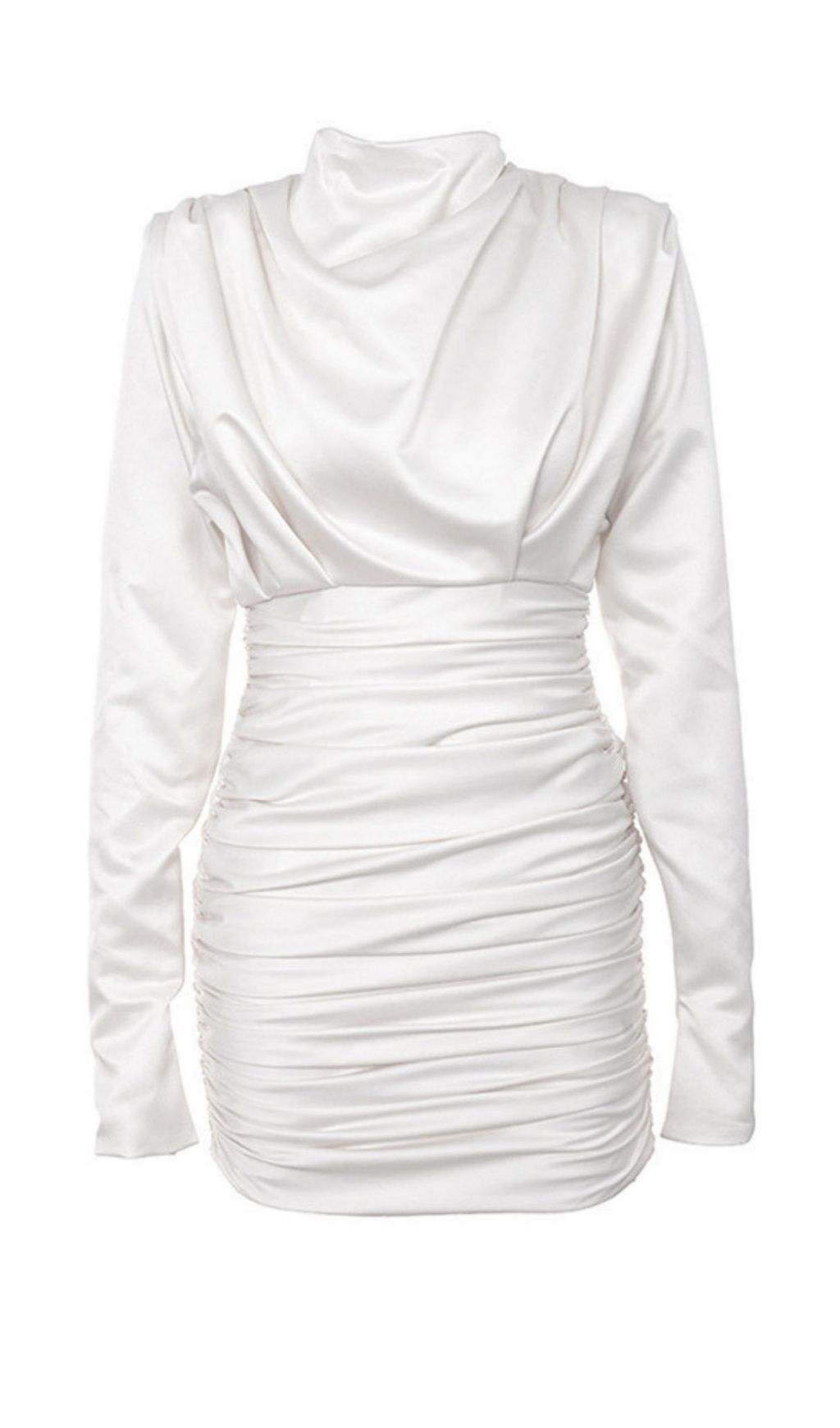 IVORY SATIN DRAPED MINI DRESS