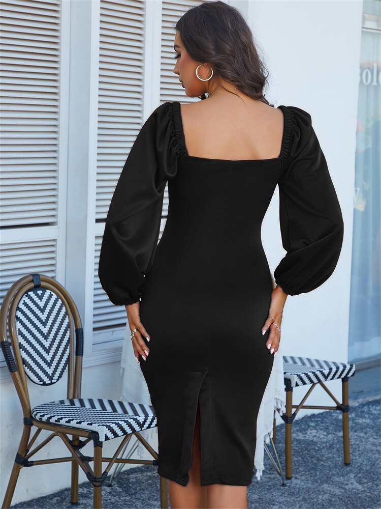 Pure Classic V-Neck Off Shoulder Bodycon Party Dress