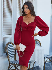 Pure Classic V-Neck Off Shoulder Bodycon Party Dress