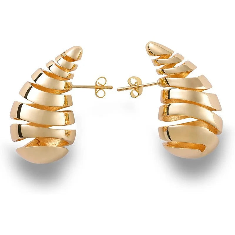Ingemark Gold Chunky Water Drop Dome Trendy Punk Glossy Tear AccessOries Earring