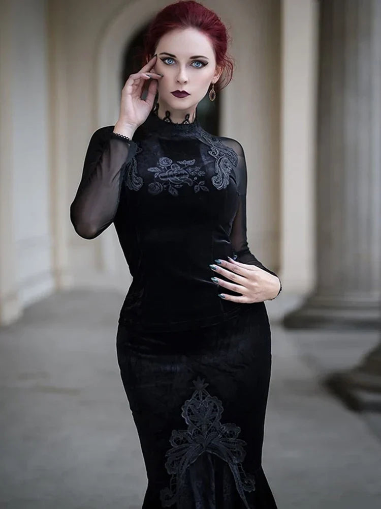 Mall Goth High Waist Ruffle Fishtail Half Slim Fold Elastic Wrapped Hip Sweet Skirt