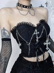 Gothic Harajuku Strapless E Girl Grunge Crop Top