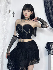 Gothic Harajuku Strapless E Girl Grunge Crop Top