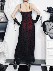 Floral Flocking Sleeveless Lolita Fairy Vintage Witchy Camisole Grunge Harajuku Dress