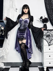Steampunk High Low Vintage Floral Lace Spaghetti Strap Lolita Lace Up Corset Dress