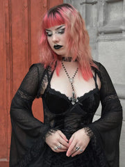Velvet Lace Corset Bandage Midi Gothic Harajuku Street Mesh Print Sling Club Dress