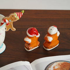 Hand-Painted Gingerbread Man Seasoning Bottle Ornament - 2 Pcs