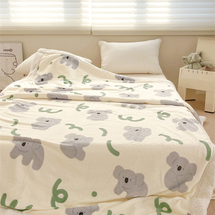 Cartoon Koala Printed Plush Blanket