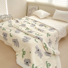 Cartoon Koala Printed Plush Blanket