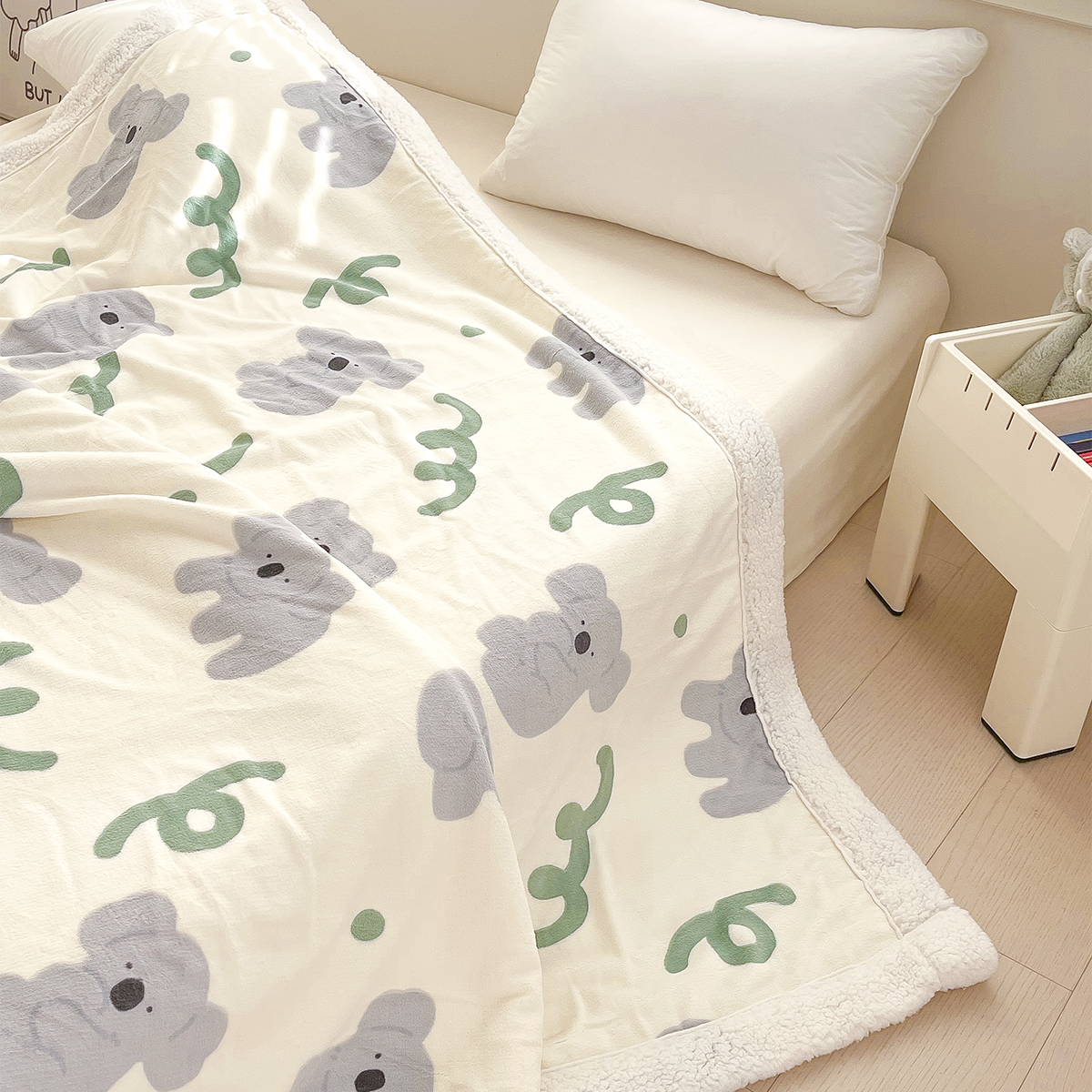 Cartoon Koala Printed Plush Blanket