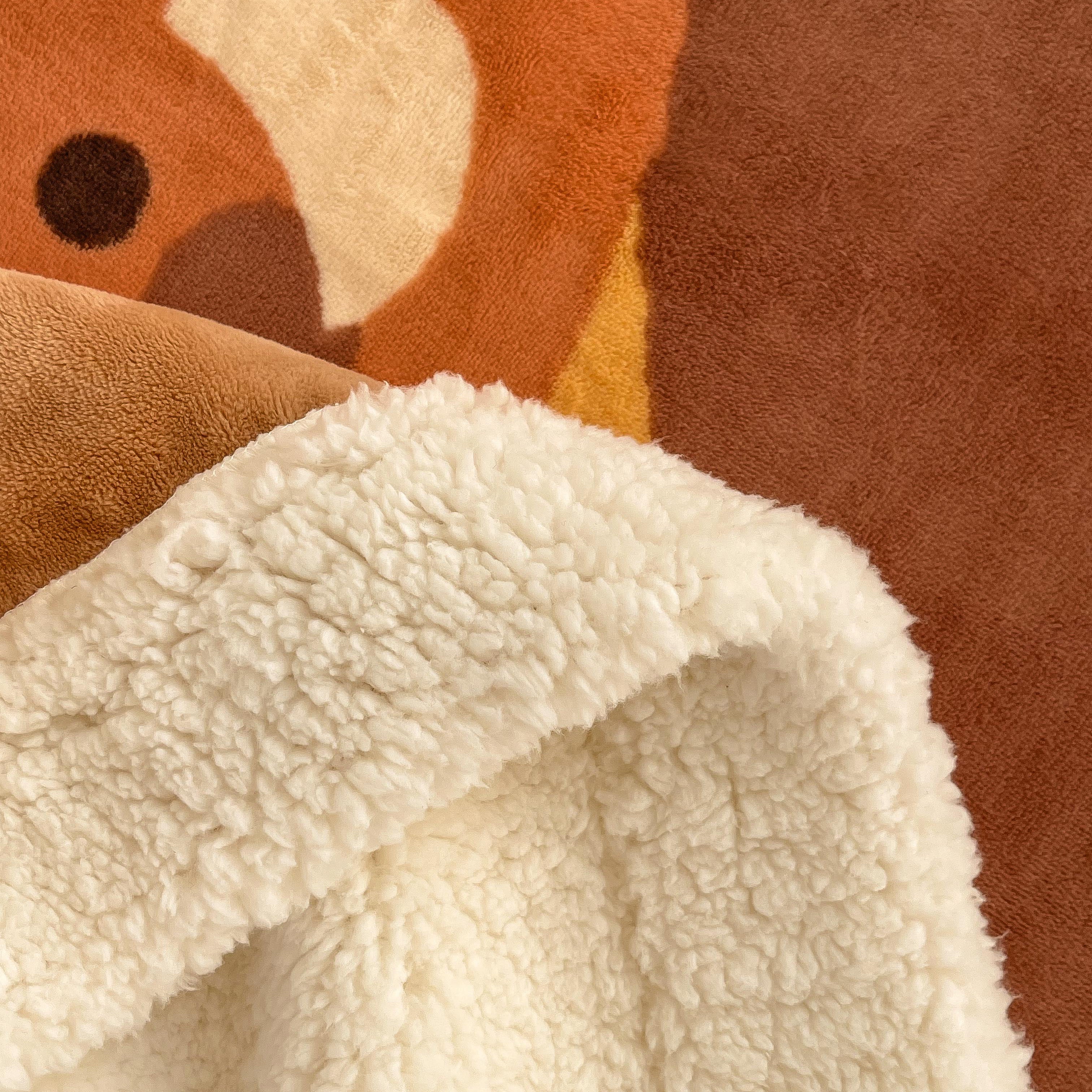 Cartoon Bear Printed Plush Blanket