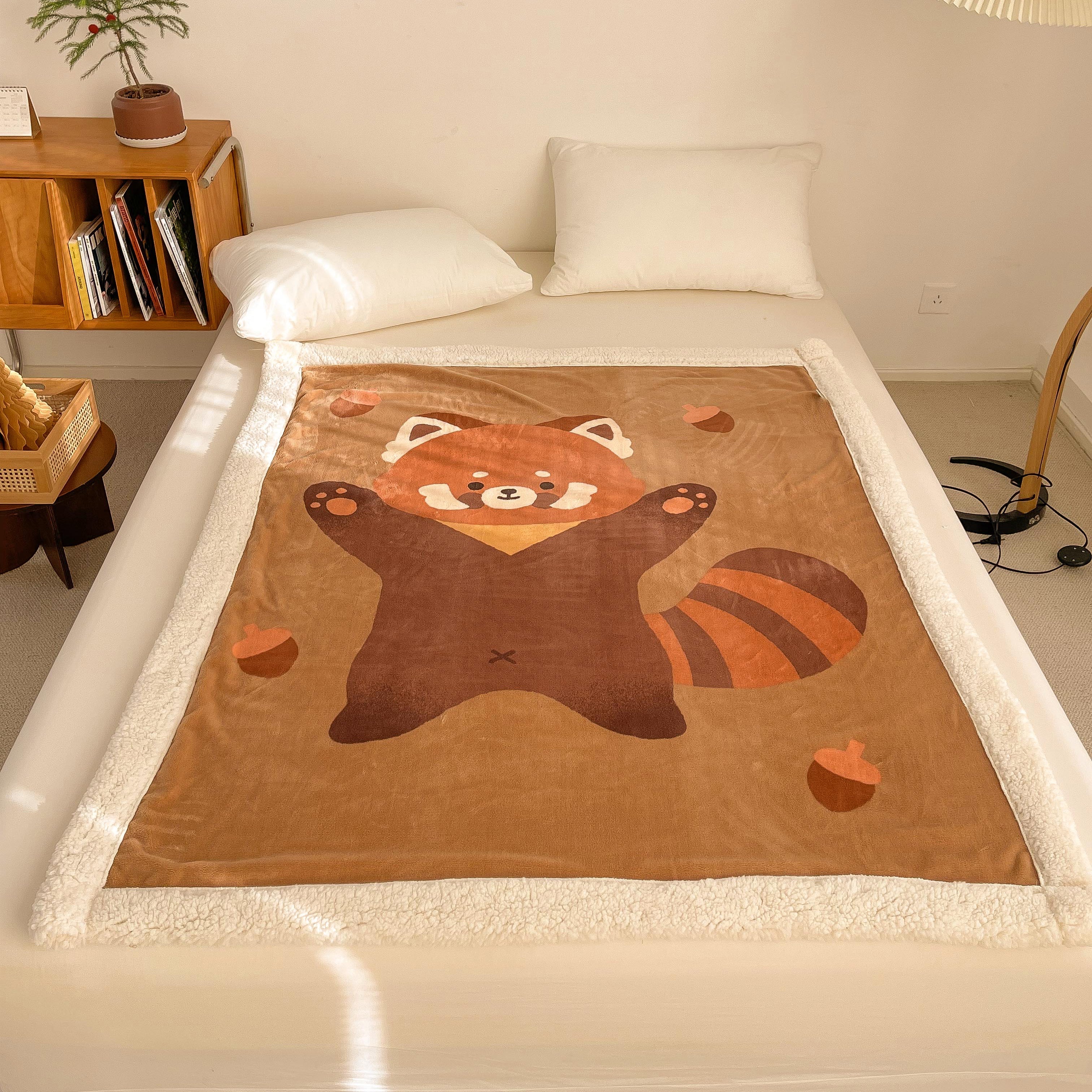 Cartoon Bear Printed Plush Blanket