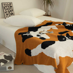 Cow Pattern Cat Printed Plush Blanket