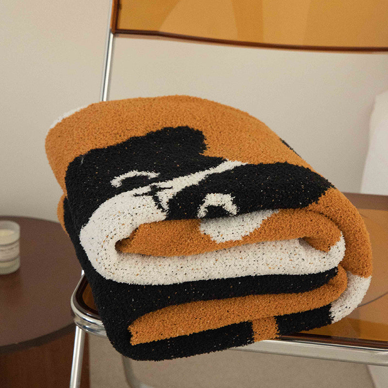 Cow Pattern Cat Printed Plush Blanket