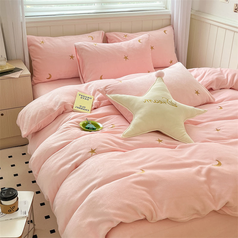 Moon Stars Embroidered Bedding Set