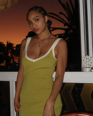 Knit Suspender Sleeveless Block Color Beach Vacation V-Neck Bodycon Maxi Dress