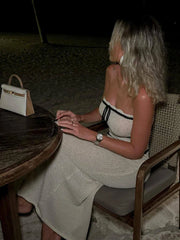 Strapless Sleeveless Backless Slim Y2K Chic Elegant Knitted Summer Fashion Party Dresses Maxi Dress