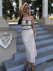 Strapless Sleeveless Backless Slim Y2K Chic Elegant Knitted Summer Fashion Party Dresses Maxi Dress