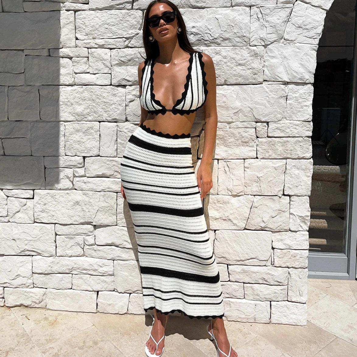 Knitted Bohemia Slim Maxi Club Skirt