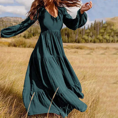 High-Quality Plus Size Long Sleeve Boho Dress