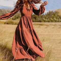 High-Quality Plus Size Long Sleeve Boho Dress