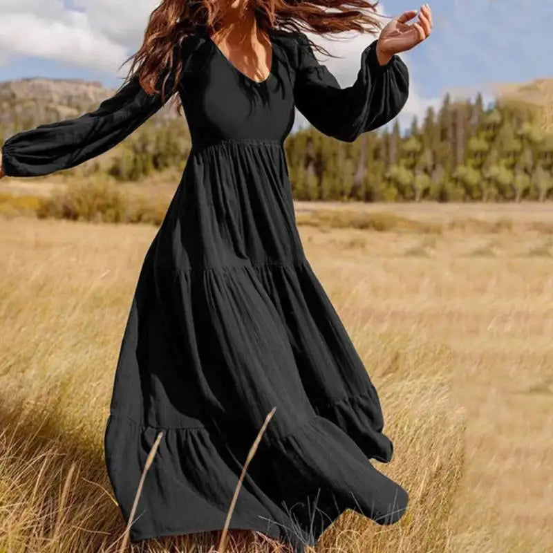 High-Quality Plus Size Long Sleeve Boho Dress